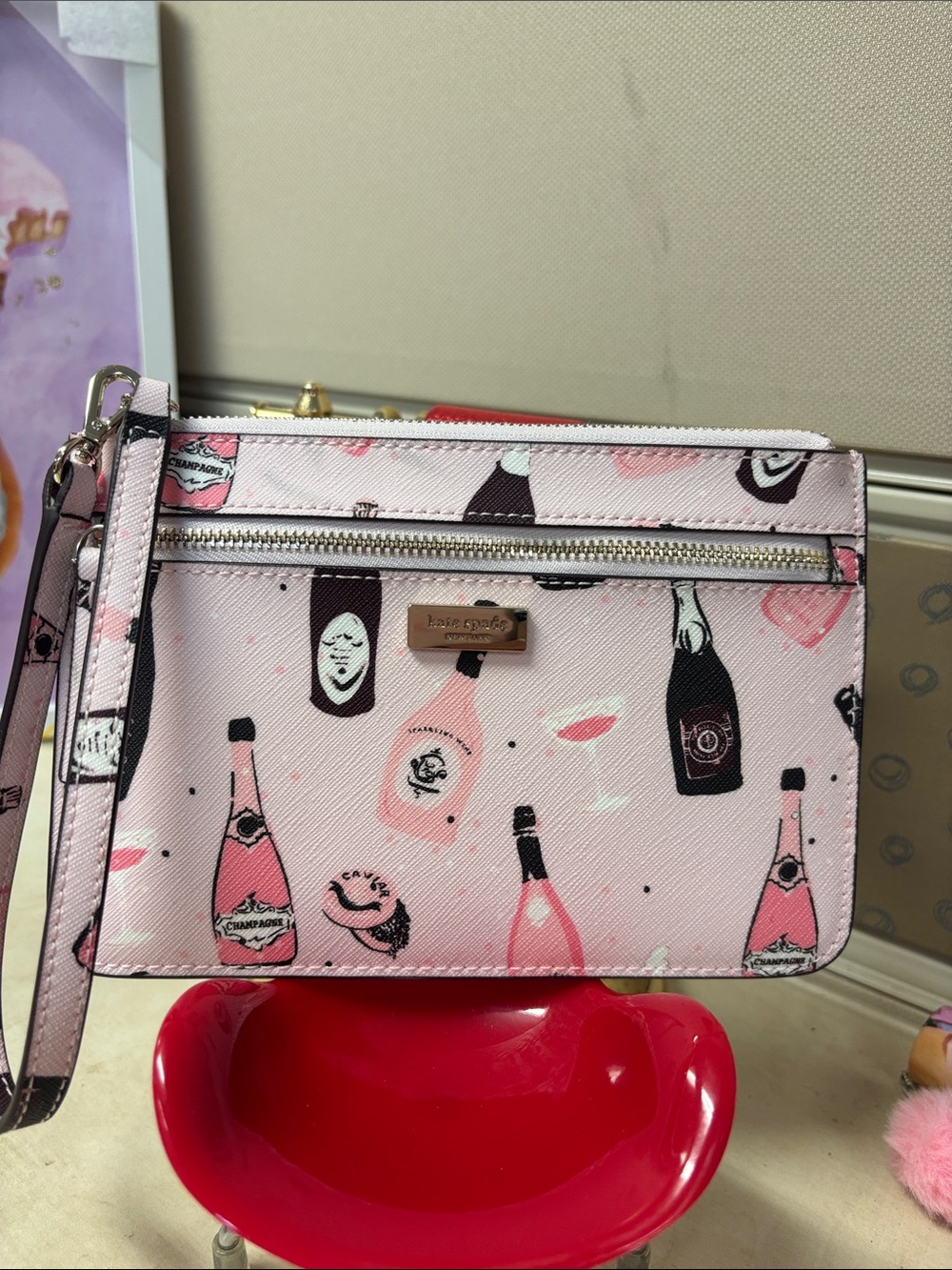 Kate Spade Champagne Print Wristlet